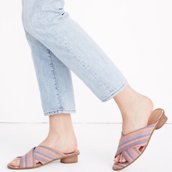 Madewell Shoes - Madewell Ruthie Crisscross Mule in Rainbow Stripe
